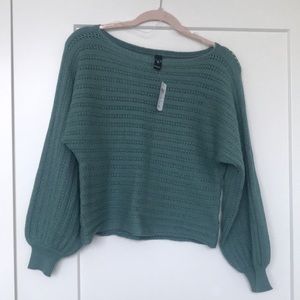 Windsor Small Teal Knit Sweater with Wide Arms
